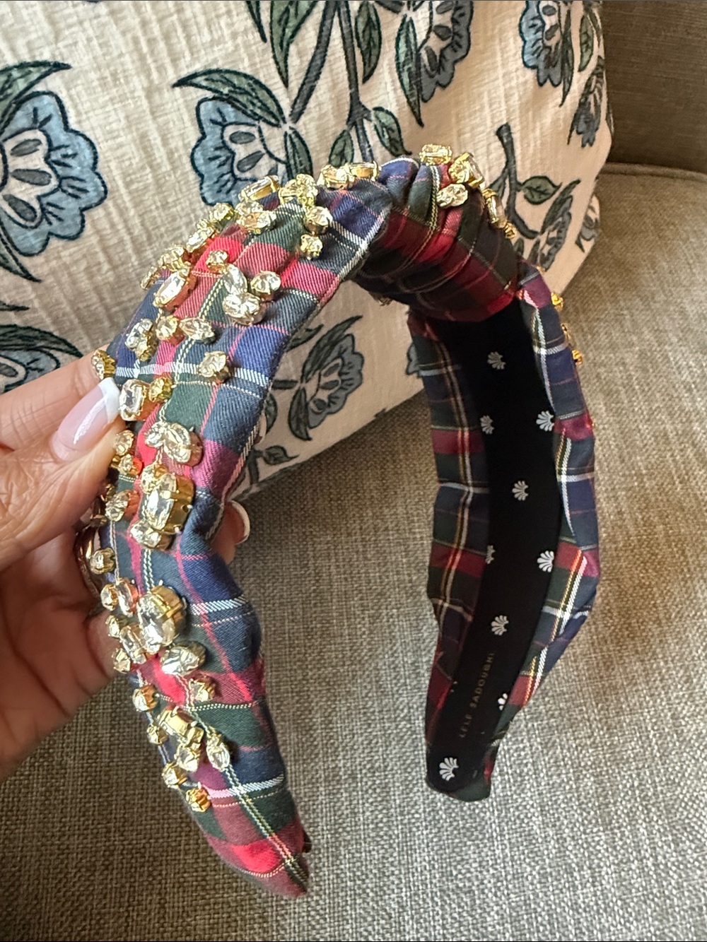 Lele Sadoughi Crystal embellished plaid headband - sold out